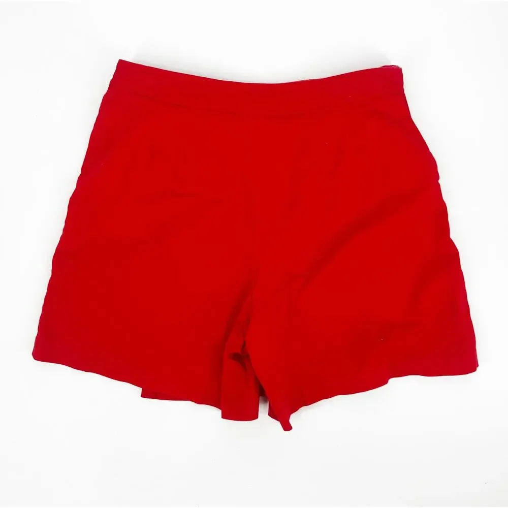 90s Vintage Taylor Ryan Red Wrap Front High Waist Skort